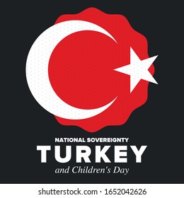 National Sovereignty and Children’s Day in Turkey. National holiday, celebrated annual in April 23. Turkish flag. Patriotic sign and elements. Poster, card, banner and background. Vector illustration