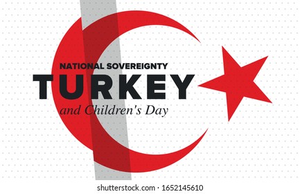National Sovereignty and Children’s Day in Turkey. National holiday, celebrated annual in April 23. Turkish flag. Patriotic sign and elements. Poster, card, banner and background. Vector illustration