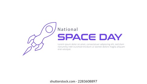 national space day celebration, may 5th. with spaceship isolated on white background. space rocket, galaxy
