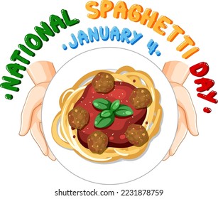 National Spaghetti Day Banner Design illustration
