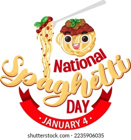 National Spaghetti Day Banner Design illustration