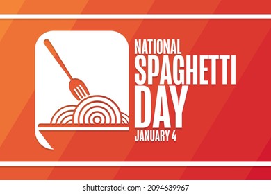 National Spaghetti Day. January 4. Holiday concept. Template for background, banner, card, poster with text inscription. Vector EPS10 illustration