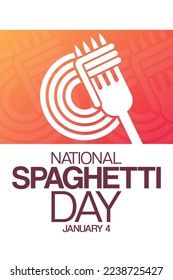 National Spaghetti Day. January 4. Vector illustration. Holiday poster. 