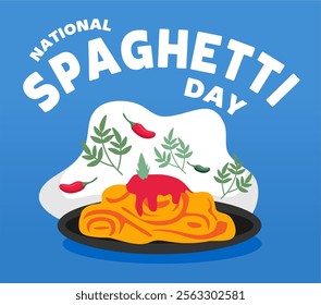 National Spaghetti Day with a plate of delicious spaghetti