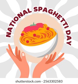 National Spaghetti Day with a plate of delicious spaghetti