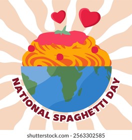 National Spaghetti Day with a plate of delicious spaghetti