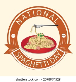 National Spaghetti Day Sign and Badge Vector Illustration
