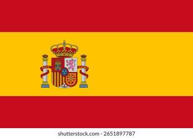 Bandeira nacional da Espanha. Bandeira de alto detalhe da Espanha. Europa. África. Ilustração em 3D.