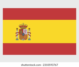 Bandera nacional española, colores oficiales y proporción correcta. Bandera nacional de España. Ilustración vectorial. Icono vector bandera de España, diseño simple, plano para web o aplicación móvil.