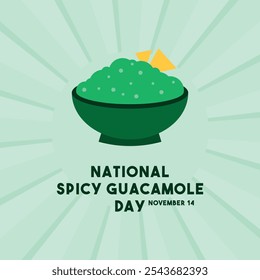 National Spicy Guacamole Day. November 14. Flat design vector. Eps 10