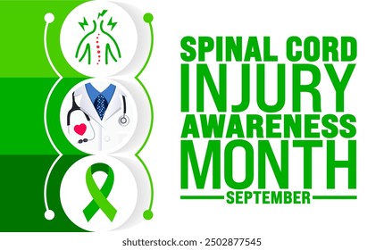 National Spinal Cord Injury Awareness Month is observed every year in September. Holiday concept. Template for background, banner, card, poster, placard, design template with unique shapes