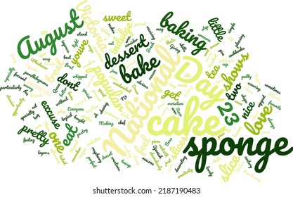 National Sponge Cake Day 23 August Word Cloud In Vector Art Creative Colourful White Back Ground