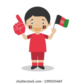 National sport team fan from Afghanistan with flag and glove Vector Illustration