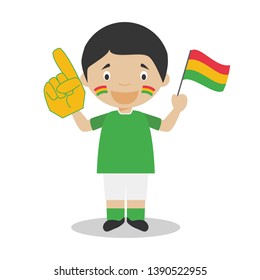 National sport team fan from Bolivia with flag and glove Vector Illustration