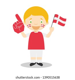 National sport team fan from Denmark with flag and glove Vector Illustration