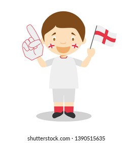 National sport team fan from England with flag and glove Vector Illustration