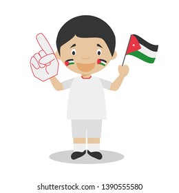 National sport team fan from Jordan with flag and glove Vector Illustration