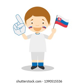 National sport team fan from Slovakia with flag and glove Vector Illustration