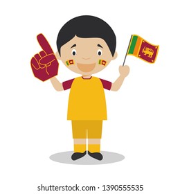 National sport team fan from Sri Lanka with flag and glove Vector Illustration