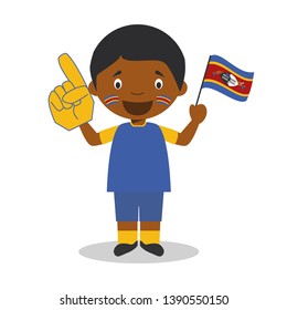 National sport team fan from Swaziland with flag and glove Vector Illustration