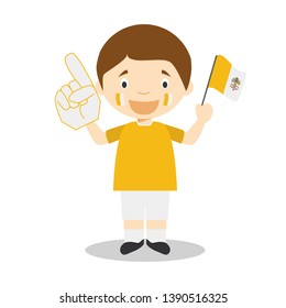 National sport team fan from Vatican City with flag and glove Vector Illustration