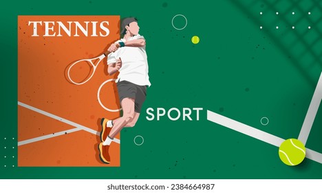 National Sports Day background design with a tennis concept featuring tennis players, court lines, tennis balls. National Sports Day celebration