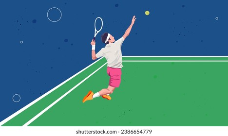 National Sports Day background design with a tennis concept featuring tennis players, court lines, tennis balls. National Sports Day celebration