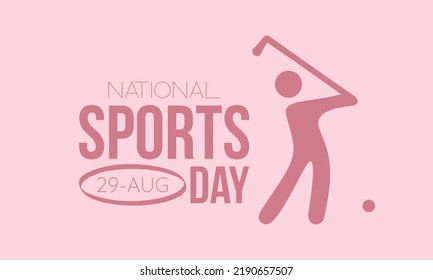 National Sports Day calligraphic banner design on pink background. Script lettering banner, poster, card concept idea. Sports awareness vector template.