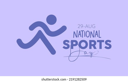 National Sports Day calligraphic banner design on purple background. Script lettering banner, poster, card concept idea. Sports awareness vector template.