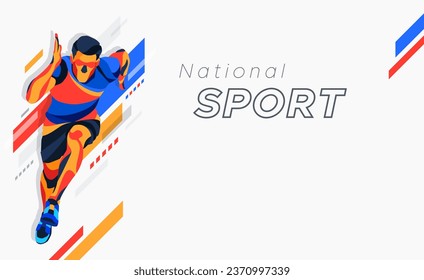 concepto de celebración del día nacional del deporte, atleta deportiva corriendo. celebración deportiva nacional mundial. fondo deportivo