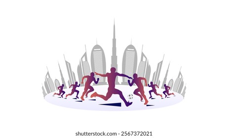 National sports day players movement silhouette, it is just a sports background shape. It is one kind of athlete, football, team, tennis, fitness, athletic iconic silhouette.