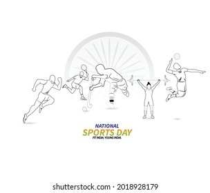 national sports day. vector illustration of different sports.