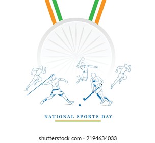 national sports day. vector illustration of different sports.