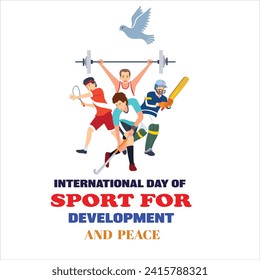 National sports day vector illustration, Hand drawn happy national sports day illustration, International Day of Sport for Development and Peace. Template for background, banner, card, poster. vecto
