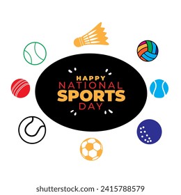 National sports day vector illustration, Hand drawn happy national sports day illustration, International Day of Sport for Development and Peace. Template for background, banner, card, poster. vecto
