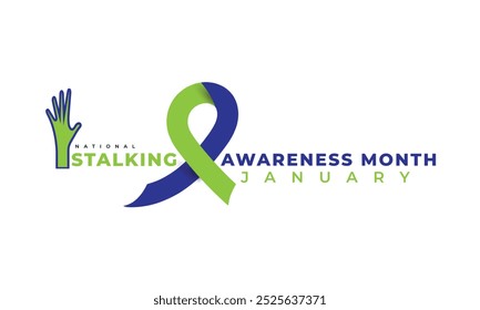 National Stalking awareness month. background, banner, card, poster, template. Vector illustration.