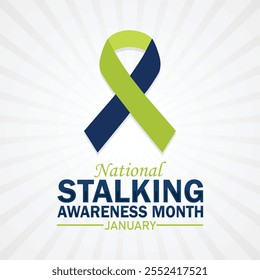 National Stalking Awareness Monat Januar. Urlaubskonzept. Vorlage für Hintergrund, Banner, Karte, Poster mit Texteinschrift. Vektorgrafik