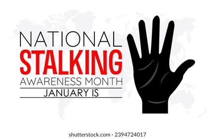 National Stalking Awareness Month vector template. Raising Awareness and Promoting Safety with Stalking Prevention and Support Graphics. background, banner, card, poster design.