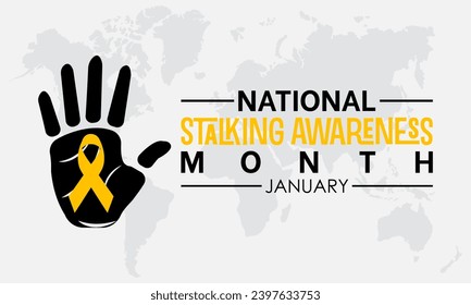 National Stalking Awareness Month vector template. Raising Awareness and Promoting Safety with Stalking Prevention and Support Graphics. background, banner, card, poster design.
