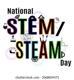 National STEM STEAM Day, Idea for poster, banner, flyer or postcard vector illustration