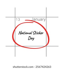 National Sticker Day, January 13 - calendar date.