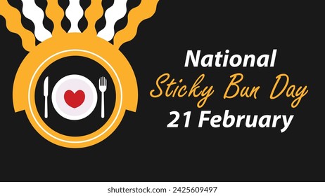 National Sticky Bun Day vector banner design. Happy National Sticky Bun Day modern minimal graphic poster illustration.