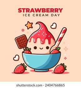 National Strawberry Ice Cream Day. event banner. Fun Holidays