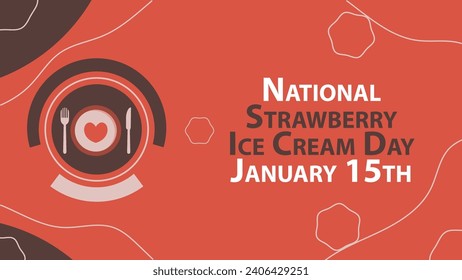 National Strawberry Ice Cream Day vector banner design. Happy National Strawberry Ice Cream Day modern minimal graphic poster illustration.