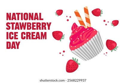 National Strawberry Ice Cream Day with delicious ice cream