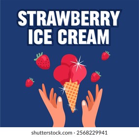 National Strawberry Ice Cream Day with delicious ice cream