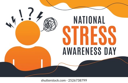 National Stress Awareness Day: Annual Observance in November. Healthcare Awareness Banner Design Template. Vector Illustration