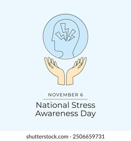 National Stress Awareness Day design template good for celebration usage. National Stress Awareness Day design. Continuous line drawing. eps 10. 