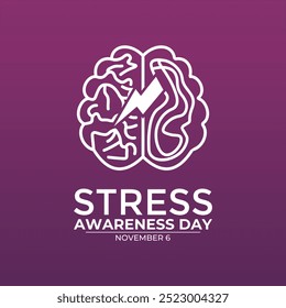 National Stress Awareness Day is observed every year on November. Healthcare Awareness banner design template. Vector illustration.