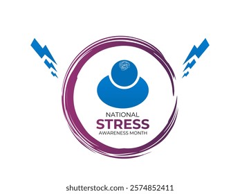 National Stress Awareness Month. Holiday concept Vector design. Design for banner, cards, prints, social media, poster, flyer and background design template. 